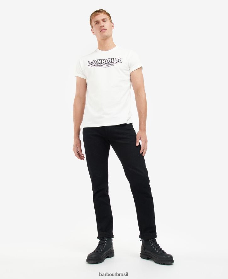 roupas Barbour camiseta com logo Rowley sussurro branco homens NH4442932