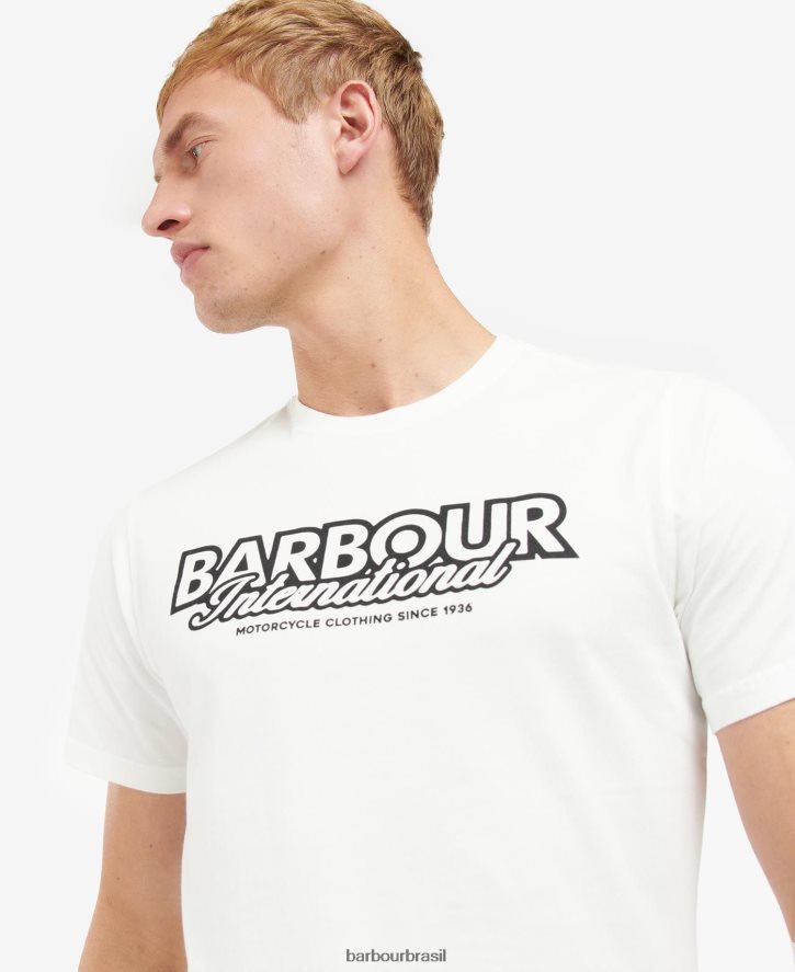 roupas Barbour camiseta com logo Rowley sussurro branco homens NH4442932