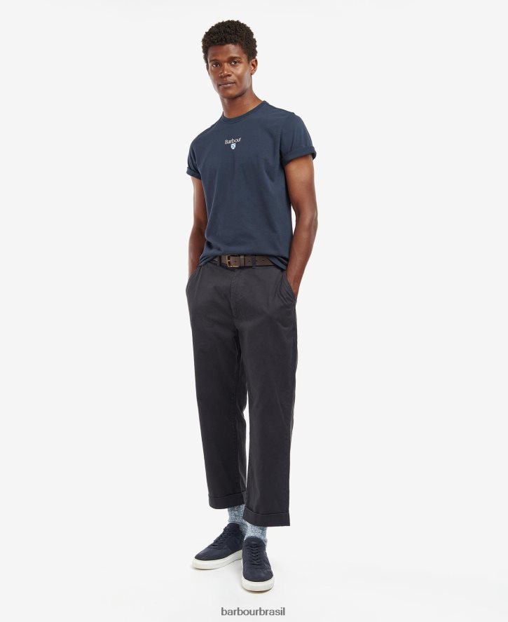 roupas Barbour camiseta com logo stockton marinho clássico homens NH4442793