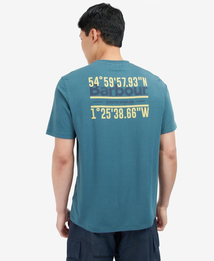 roupas Barbour camiseta com logotipo coordenado névoa homens NH4442843