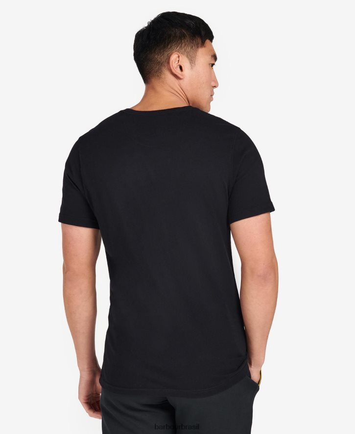 roupas Barbour camiseta com logotipo grande essencial preto clássico homens NH4442881