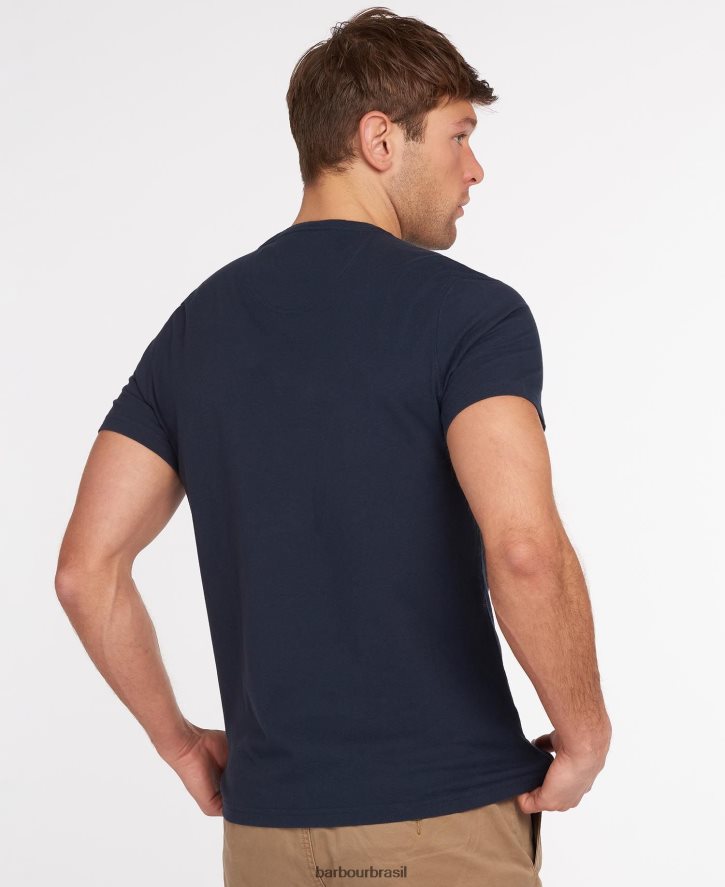 roupas Barbour camiseta com logotipo nova marinha homens NH4442768