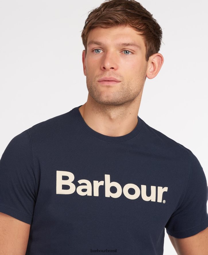 roupas Barbour camiseta com logotipo nova marinha homens NH4442768