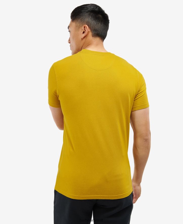 roupas Barbour camiseta com logotipo pequeno casca de mostarda homens NH4442974