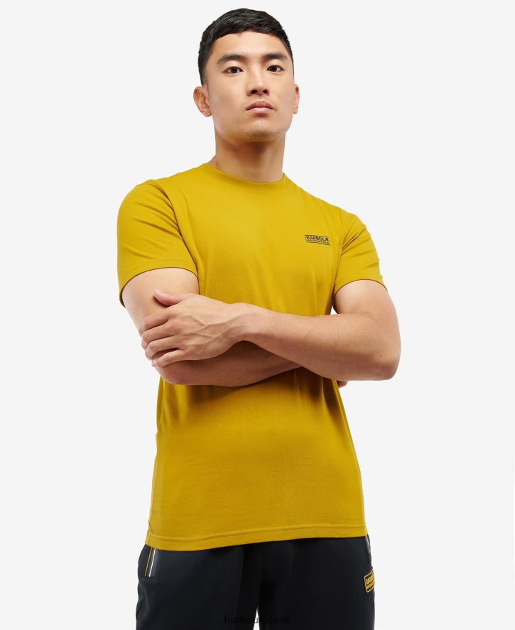 roupas Barbour camiseta com logotipo pequeno casca de mostarda homens NH4442974