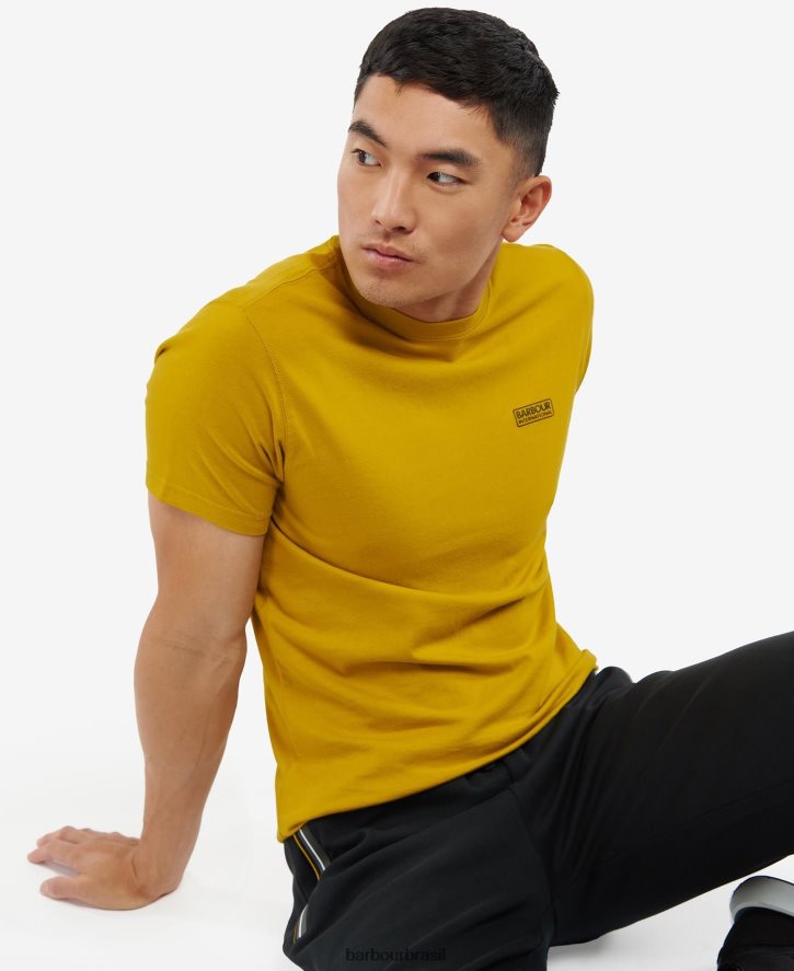 roupas Barbour camiseta com logotipo pequeno casca de mostarda homens NH4442974
