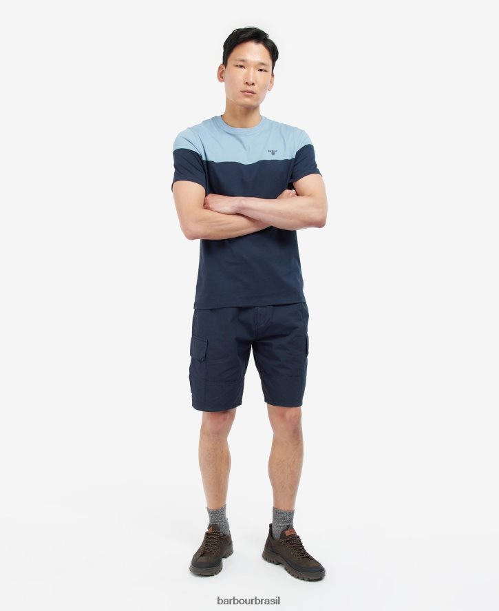 roupas Barbour camiseta com painéis owton marinho clássico homens NH4442951