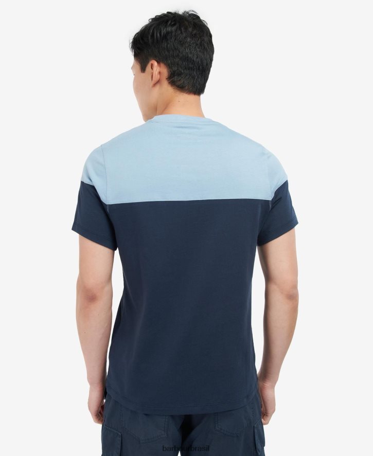 roupas Barbour camiseta com painéis owton marinho clássico homens NH4442951