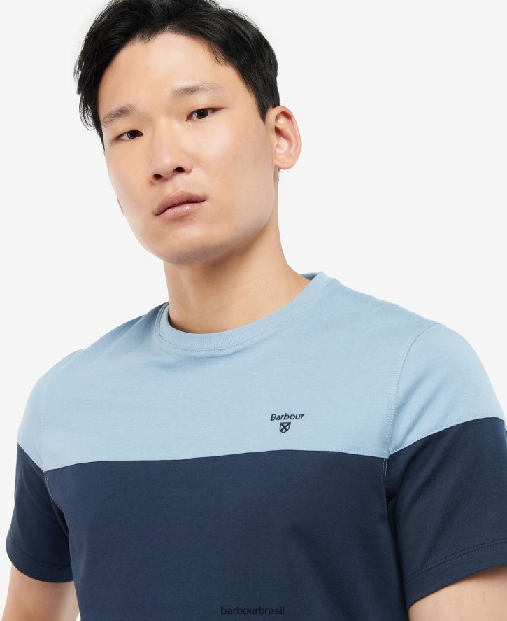 roupas Barbour camiseta com painéis owton marinho clássico homens NH4442951