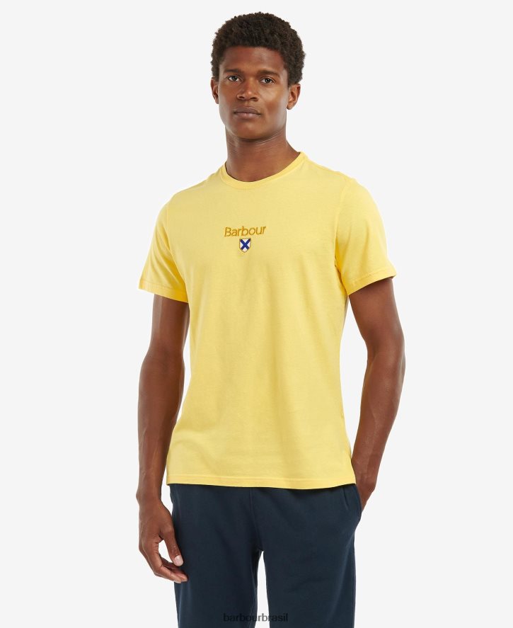 roupas Barbour camiseta emblema amarelo desbotado homens NH4442931