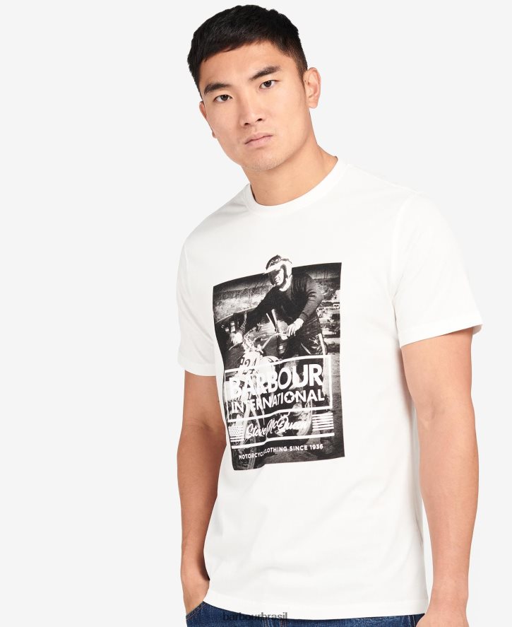 roupas Barbour camiseta estampada morris sussurro branco homens NH4442961