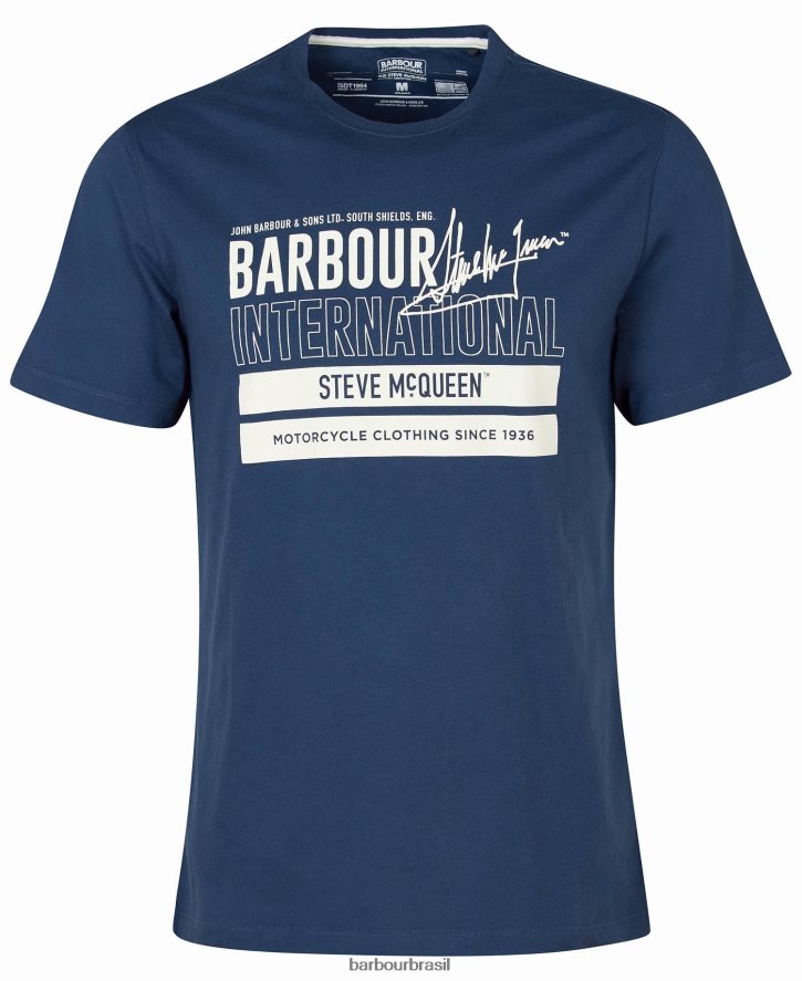 roupas Barbour camiseta gráfica barry insígnia azul homens NH4442914