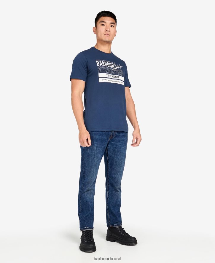 roupas Barbour camiseta gráfica barry insígnia azul homens NH4442914