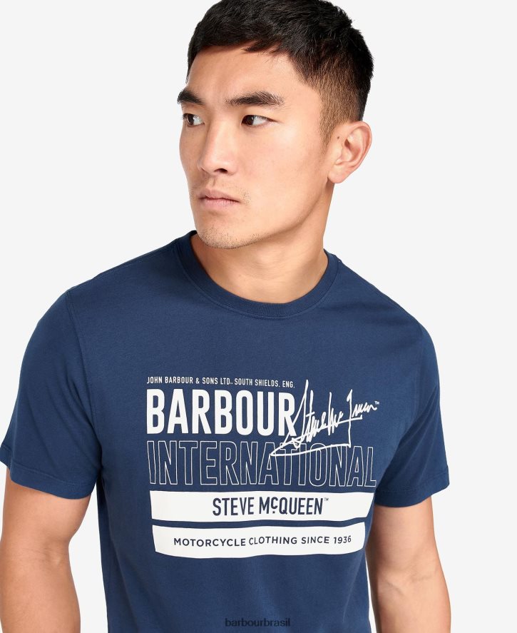 roupas Barbour camiseta gráfica barry insígnia azul homens NH4442914