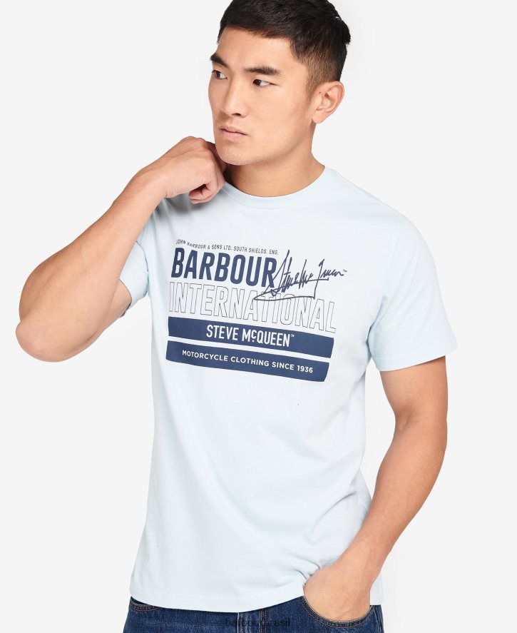 roupas Barbour camiseta gráfica barry insígnia azul homens NH4442967
