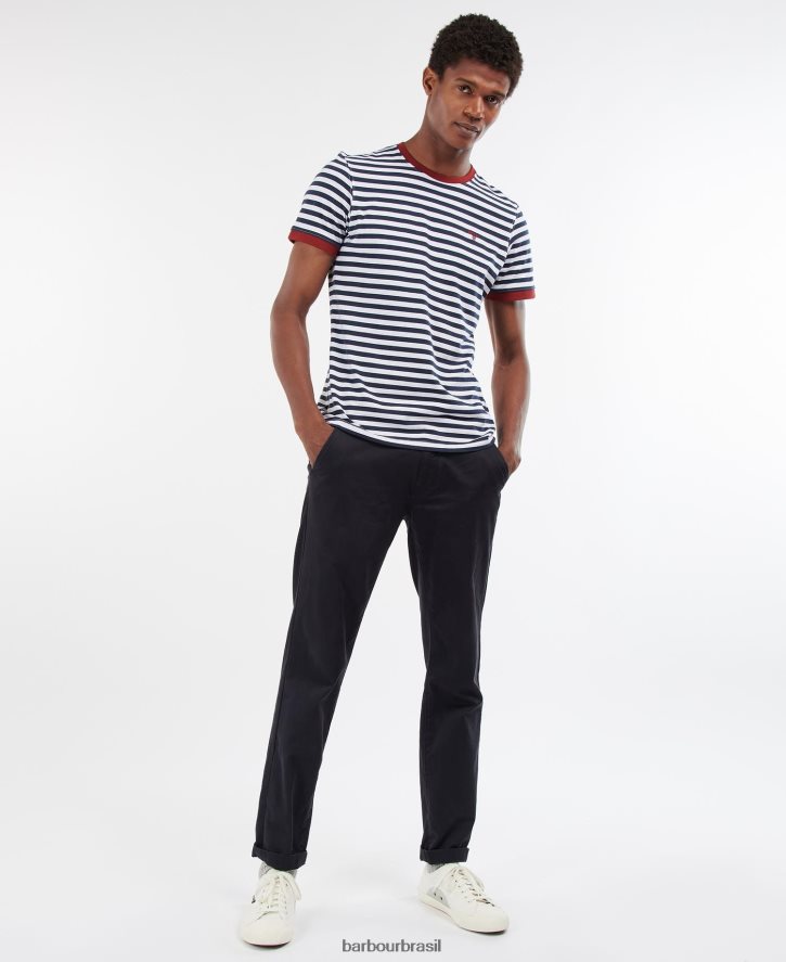 roupas Barbour camiseta listrada cais marinha homens NH4442785
