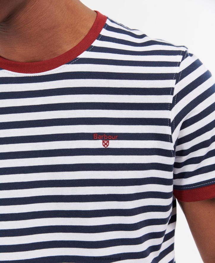 roupas Barbour camiseta listrada cais marinha homens NH4442785