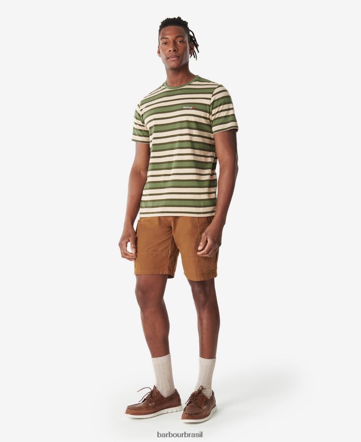 roupas Barbour camiseta listrada crundale laranja desbotado homens NH4442750