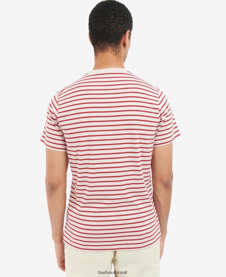 roupas Barbour camiseta listrada dentada Pó azul homens NH4442832