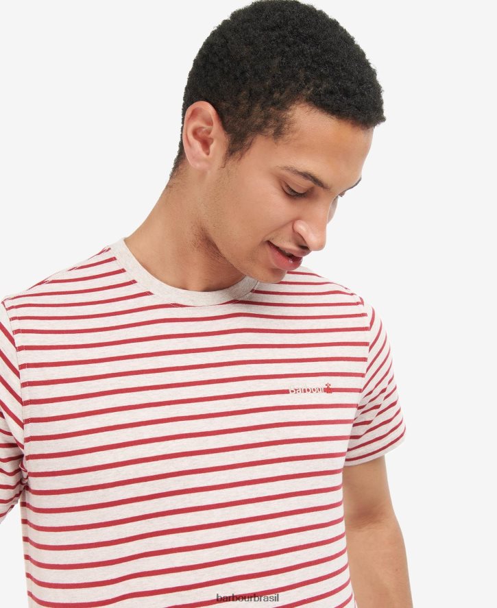 roupas Barbour camiseta listrada dentada Pó azul homens NH4442832