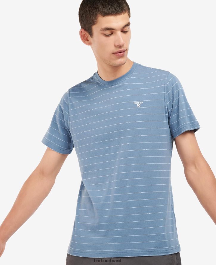 roupas Barbour camiseta listrada hobson sussurro branco homens NH4442765