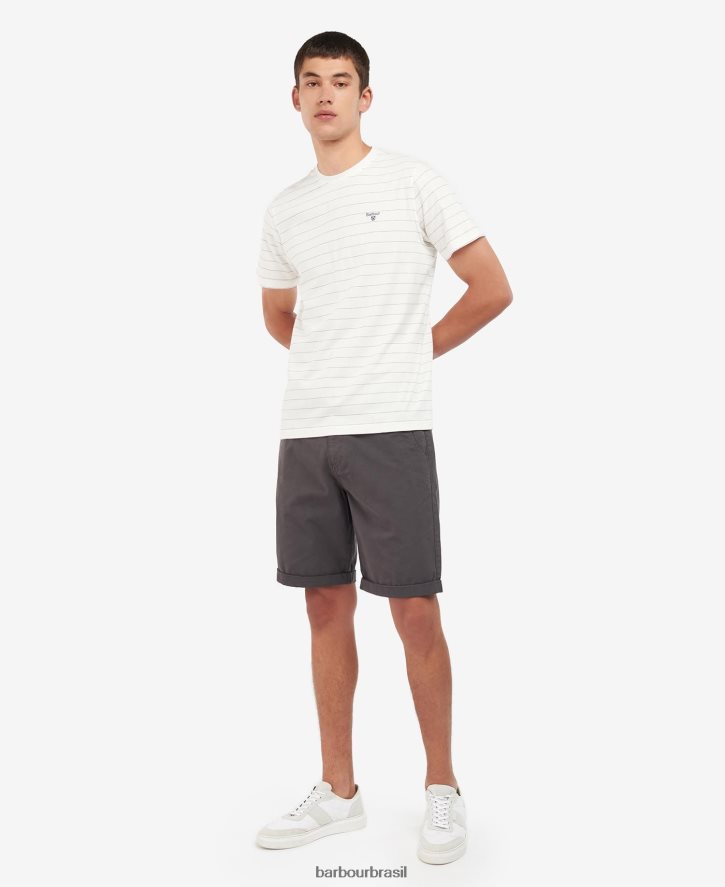 roupas Barbour camiseta listrada hobson sussurro branco homens NH4442805
