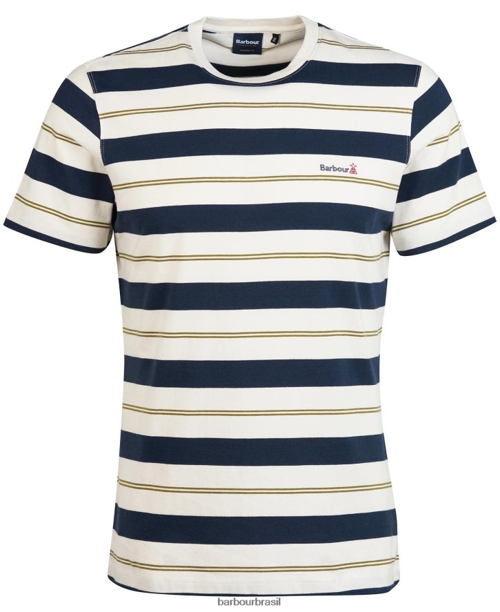 roupas Barbour camiseta listrada kendray sussurro branco homens NH4442860