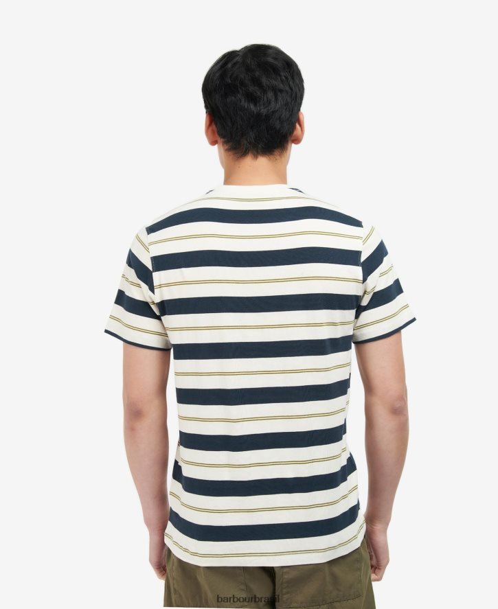 roupas Barbour camiseta listrada kendray sussurro branco homens NH4442860