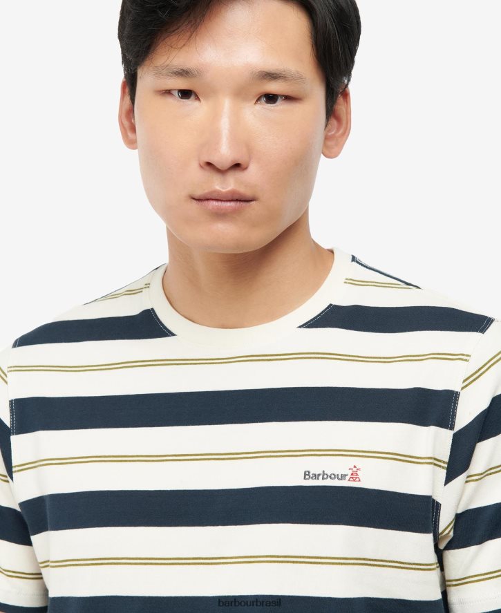 roupas Barbour camiseta listrada kendray sussurro branco homens NH4442860