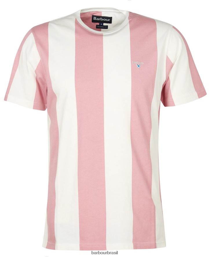 roupas Barbour camiseta listrada osborne sal rosa homens NH4442806