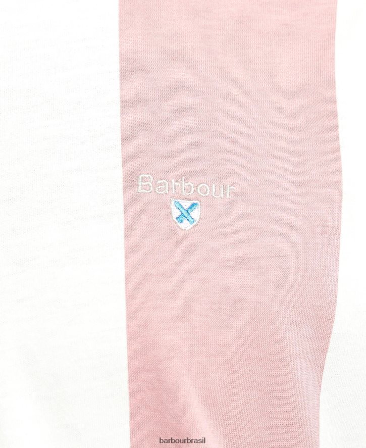roupas Barbour camiseta listrada osborne sal rosa homens NH4442806