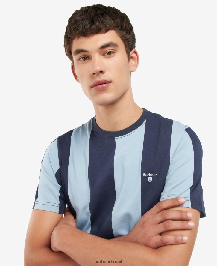 roupas Barbour camiseta listrada osborne sal rosa homens NH4442945