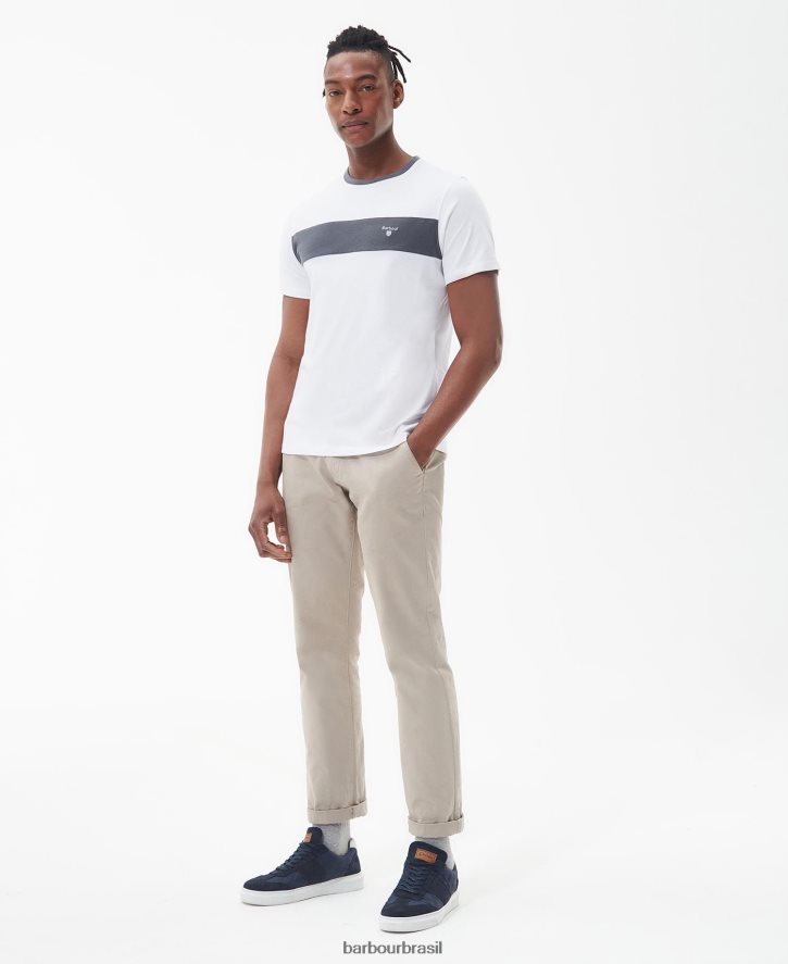 roupas Barbour camiseta painel steaford branco clássico homens NH4442754