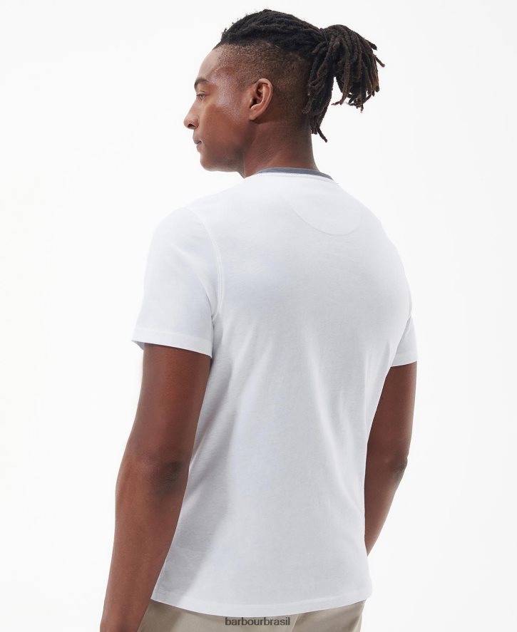roupas Barbour camiseta painel steaford branco clássico homens NH4442754