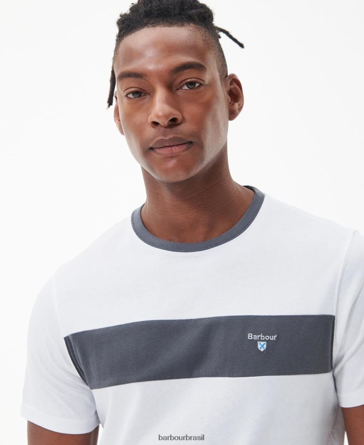 roupas Barbour camiseta painel steaford branco clássico homens NH4442754