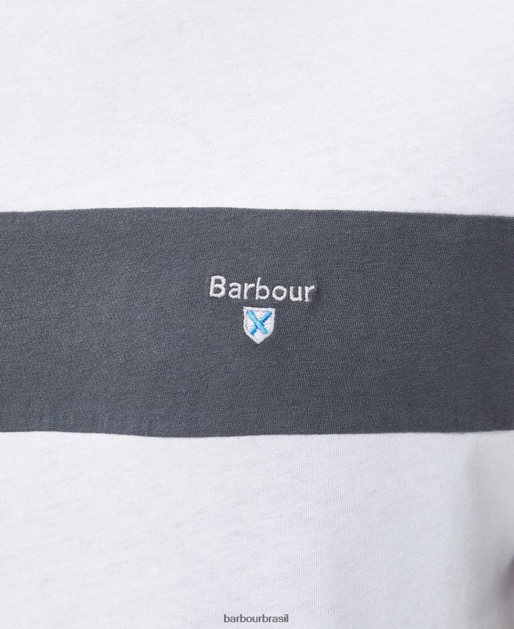 roupas Barbour camiseta painel steaford branco clássico homens NH4442754
