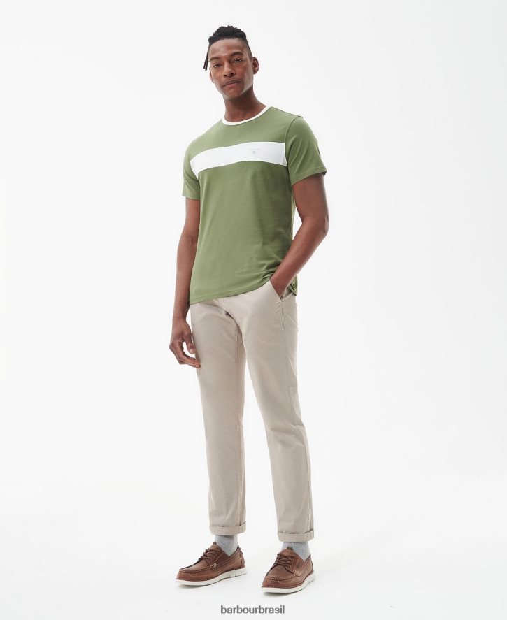 roupas Barbour camiseta painel steaford branco clássico homens NH4442788