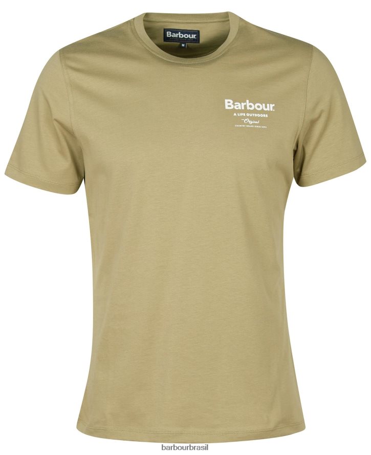 roupas Barbour camiseta satley com estampa gráfica azeitona branqueada homens NH4442814