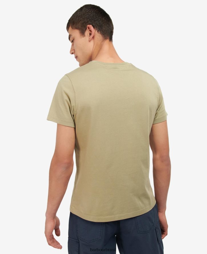 roupas Barbour camiseta satley com estampa gráfica azeitona branqueada homens NH4442814