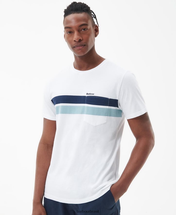 roupas Barbour camiseta tindale branco clássico homens NH4442776