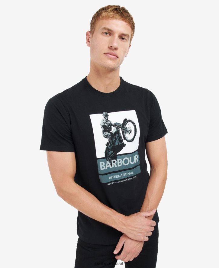 roupas Barbour t-shirt com estampa gráfica archie preto clássico homens NH4442893