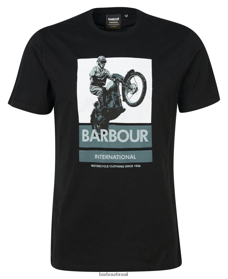 roupas Barbour t-shirt com estampa gráfica archie preto clássico homens NH4442893