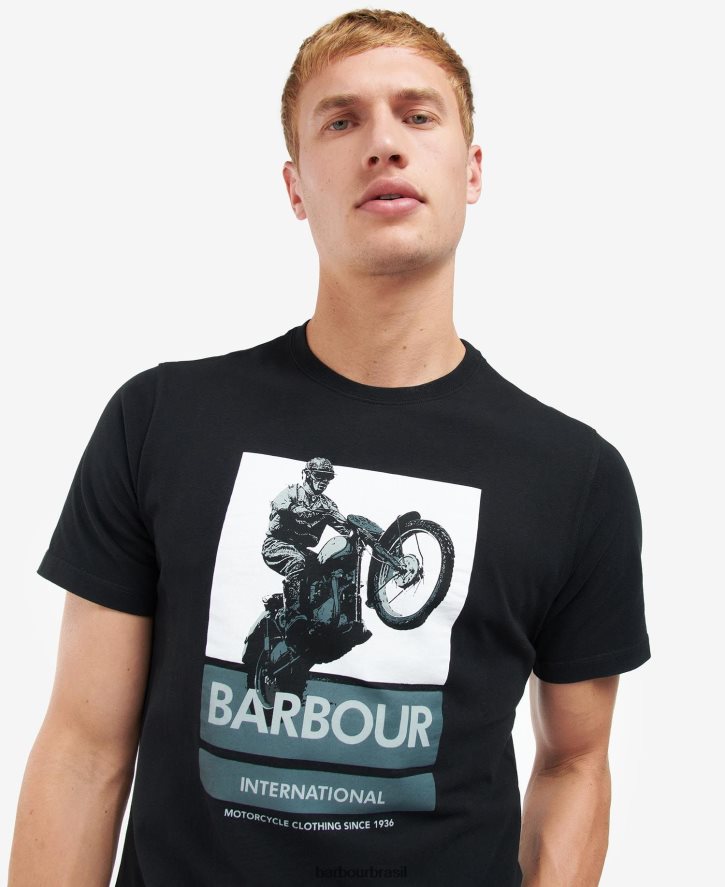 roupas Barbour t-shirt com estampa gráfica archie preto clássico homens NH4442893