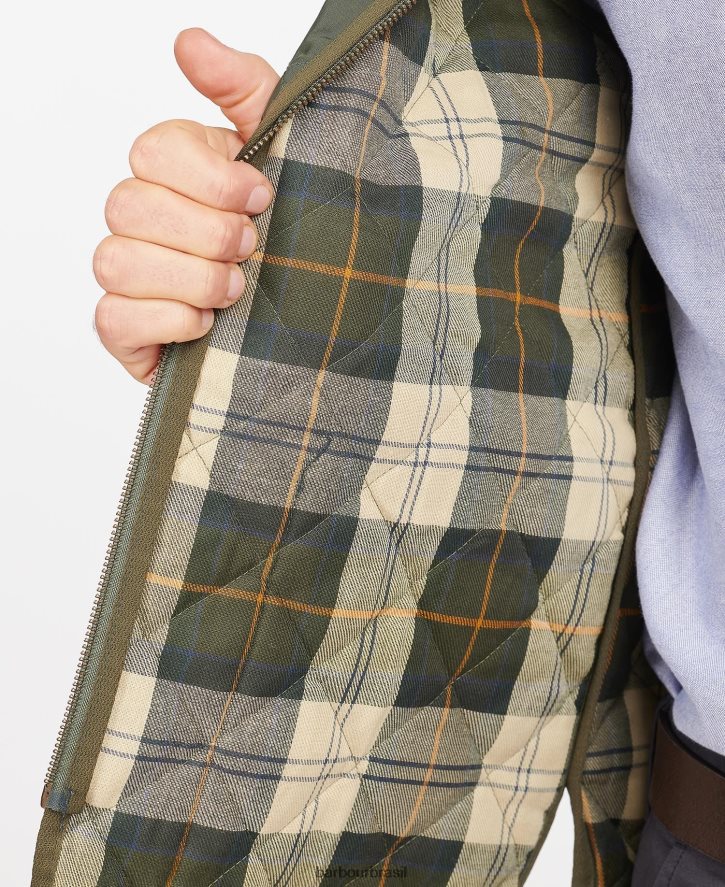 roupas Barbour colete acolchoado/forro com zíper preto/moderno homens NH44422321