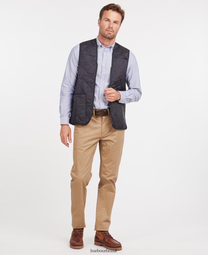 roupas Barbour colete acolchoado/forro com zíper preto/moderno homens NH44422323