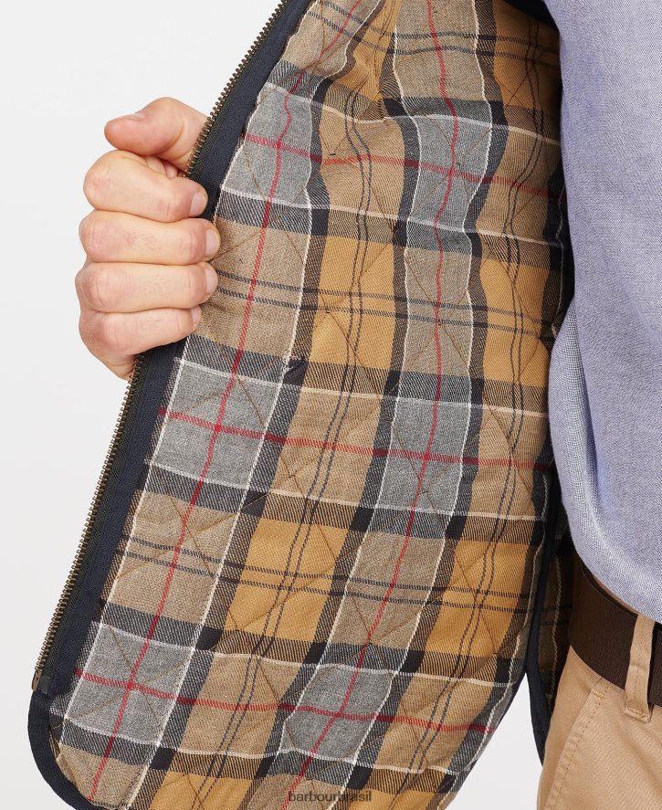 roupas Barbour colete acolchoado/forro com zíper preto/moderno homens NH44422323
