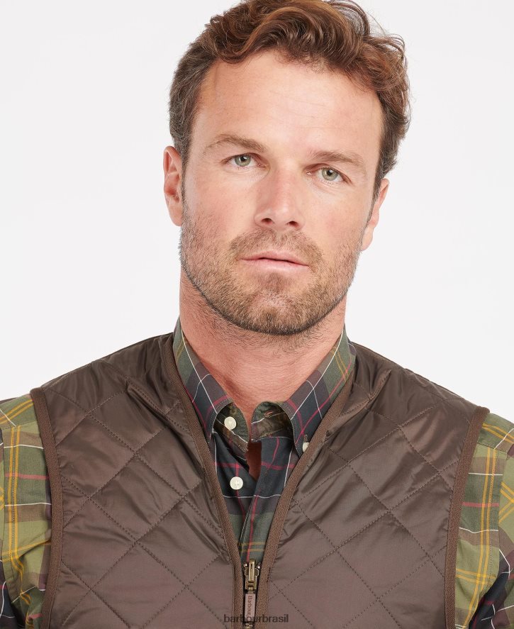roupas Barbour colete acolchoado/forro com zíper rústico/silenciado homens NH44422328