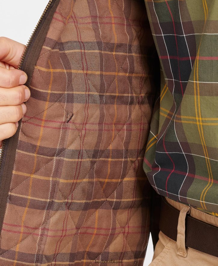 roupas Barbour colete acolchoado/forro com zíper rústico/silenciado homens NH44422328