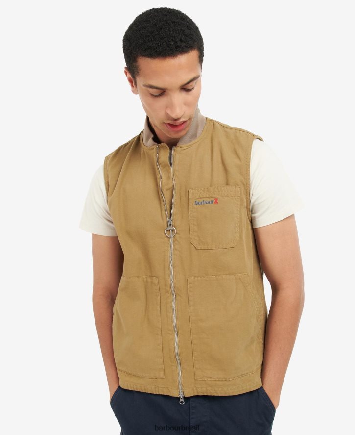 roupas Barbour colete de lata marrom militar homens NH4442236