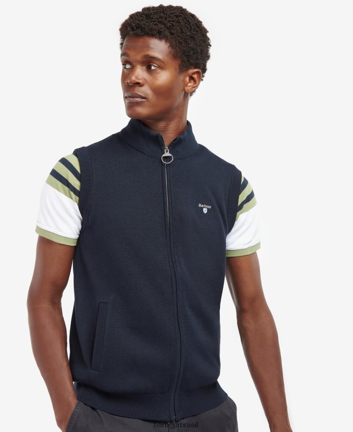 roupas Barbour colete de malha dawdon marinho clássico homens NH4442282